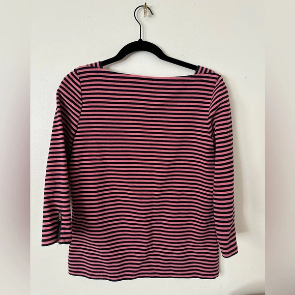 Small Talbots Pink and Navy 3/4 Sleeve Blouse - Picture 4 of 4